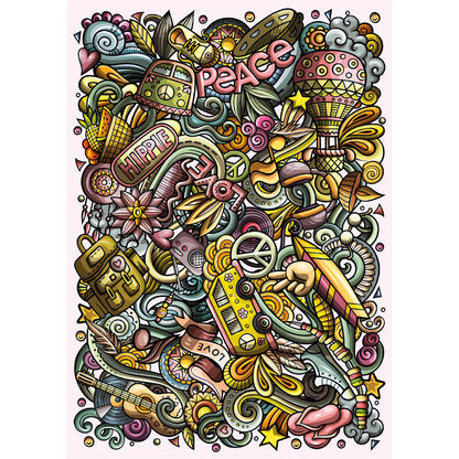 puzzle 1000 pièces coloré sur le theme hippie