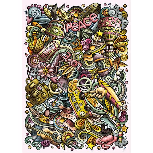 puzzle 1000 pièces coloré sur le theme hippie